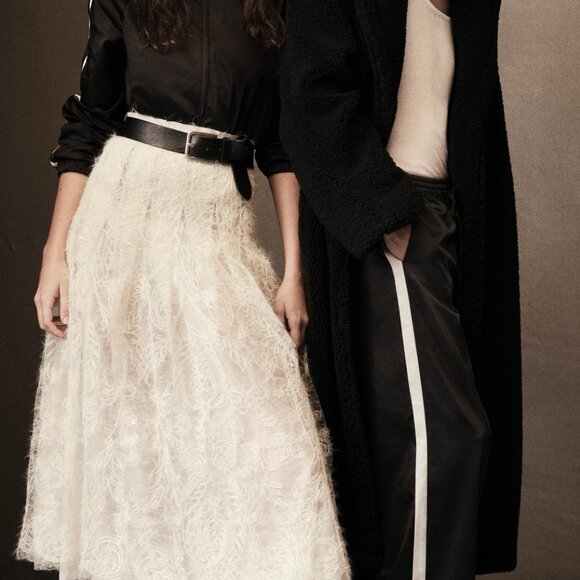 Zara Cream Sequin Embroidered Long Midi Skirt Size S NWT - Picture 2 of 10